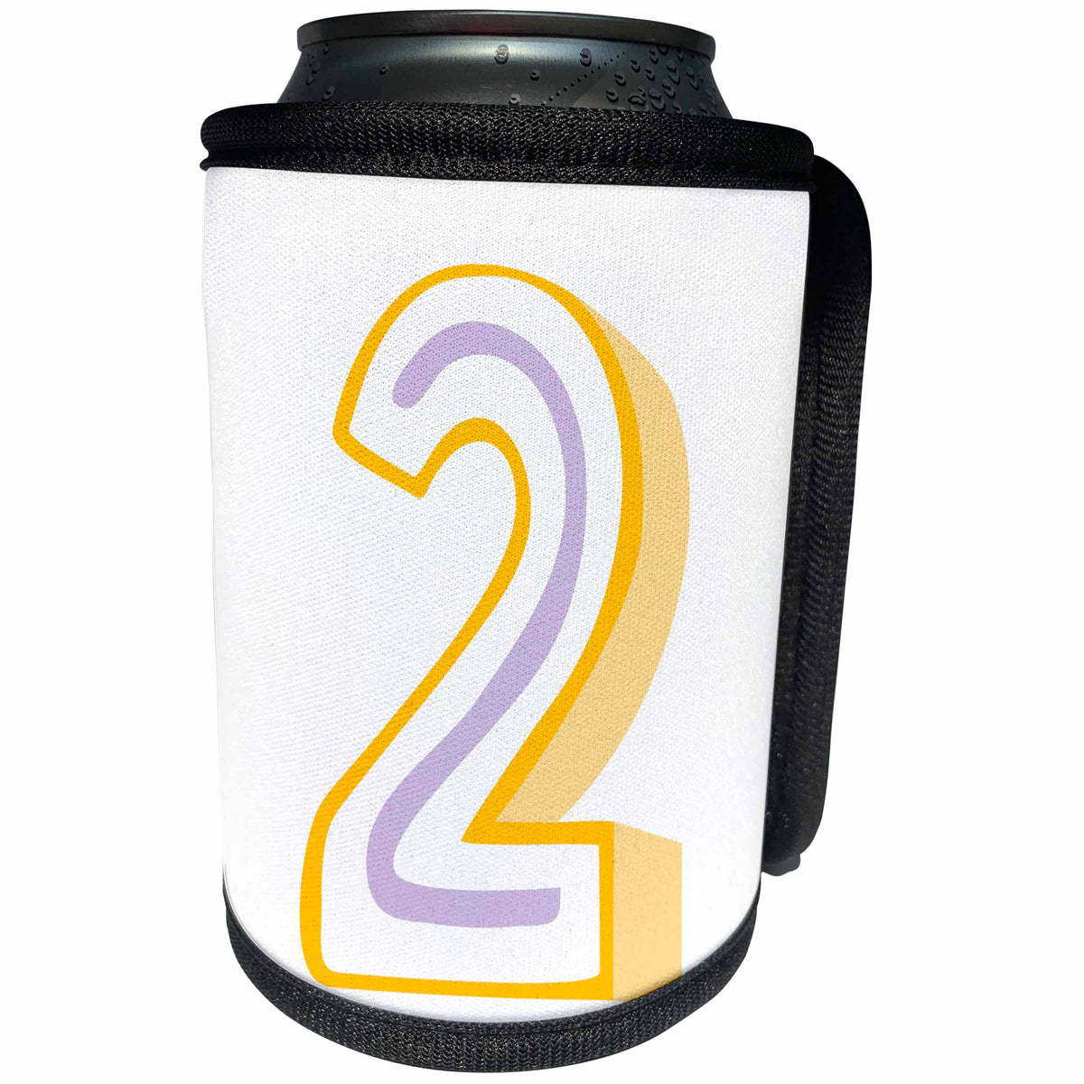 3dRose Xander inspirational quotes - Two, the number two on a white background - Can Cooler Bottle Wrap (cc_256536)