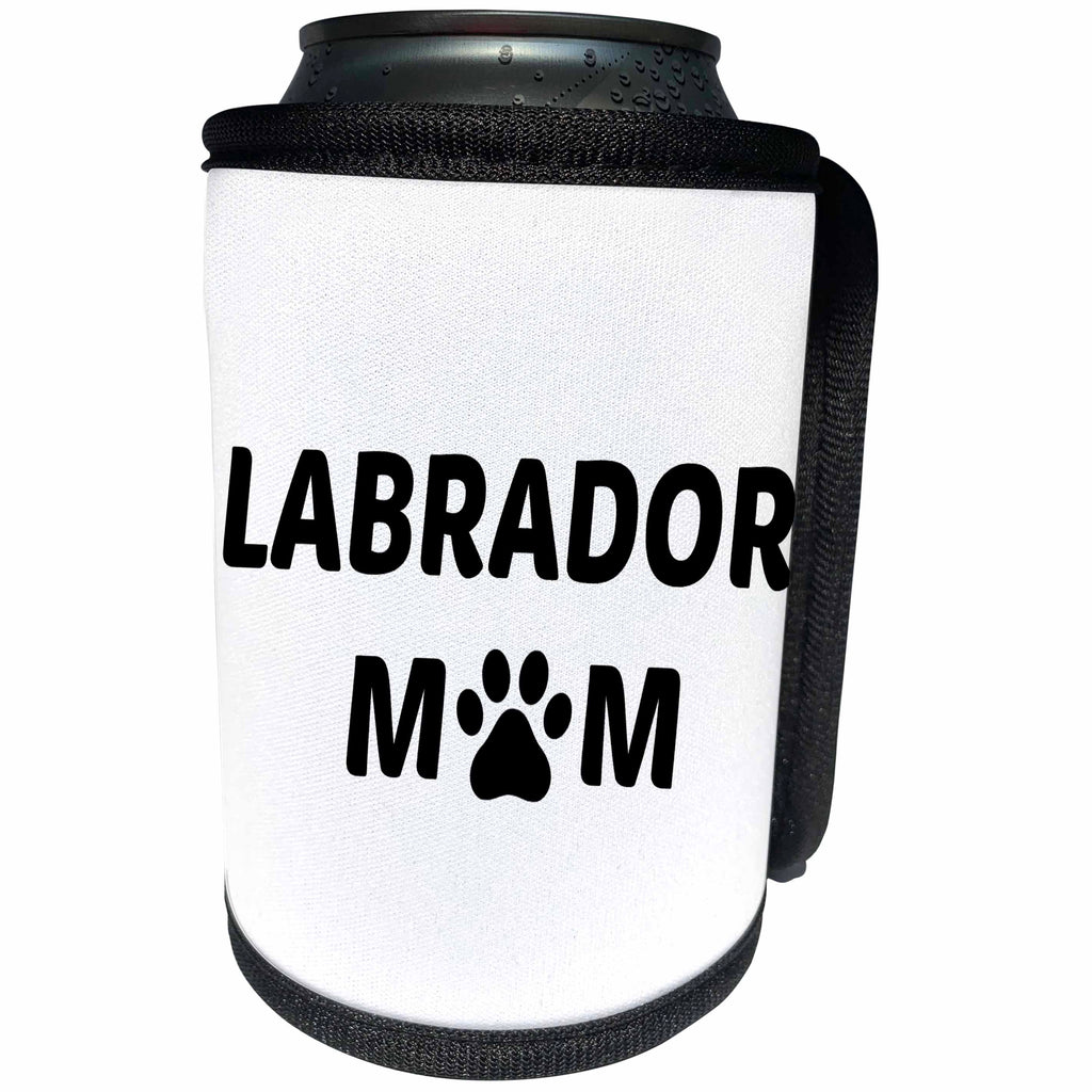 3dRose Xander animal quotes - Labrador mom, picture of a dog paw on white background - Can Cooler Bottle Wrap (cc_256545)