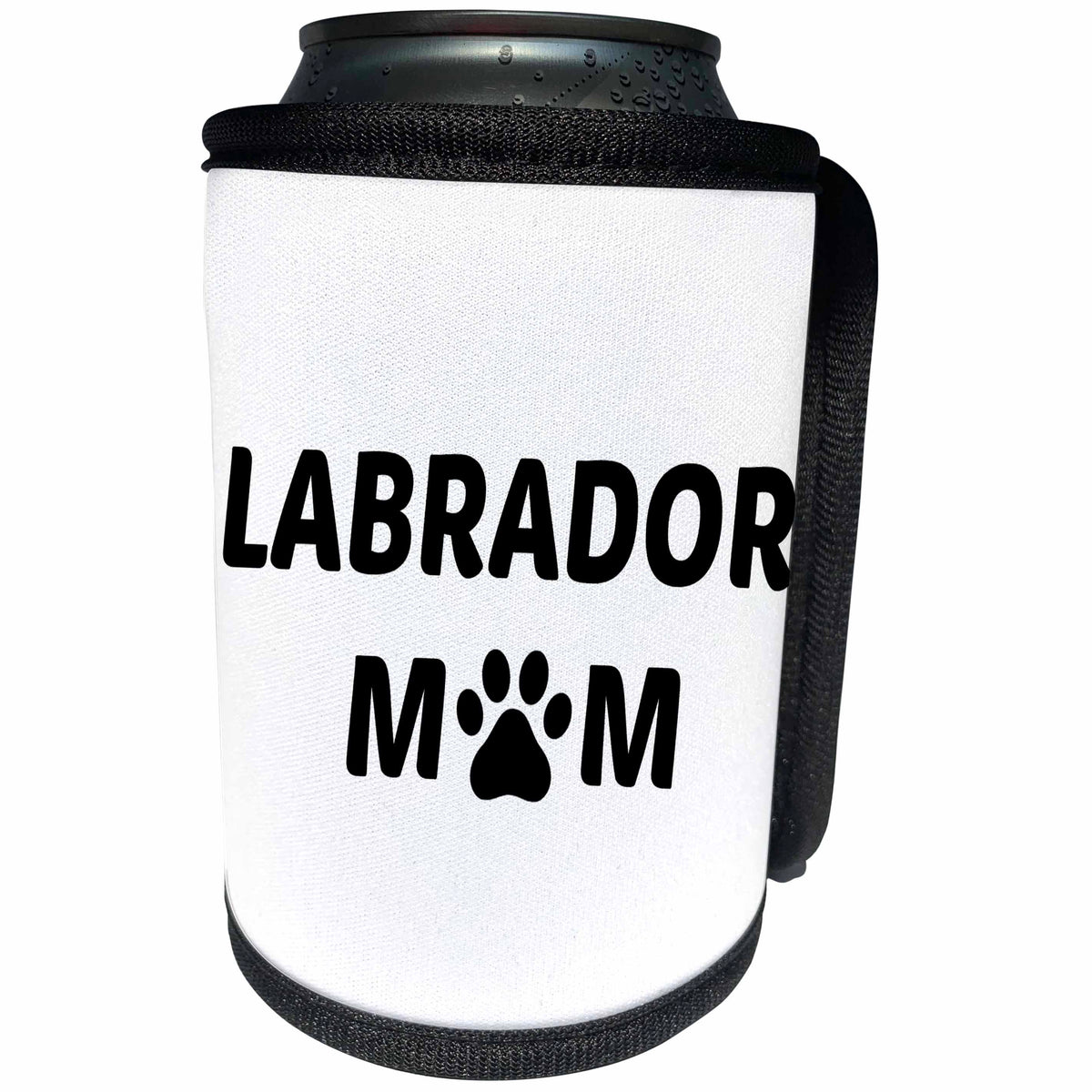 3dRose Xander animal quotes - Labrador mom, picture of a dog paw on white background - Can Cooler Bottle Wrap (cc_256545)