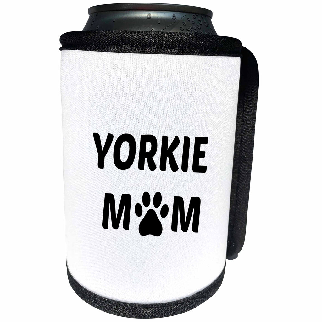 3dRose Xander animal quotes - Yorkie mom, picture of a dog paw on a white background - Can Cooler Bottle Wrap (cc_256548)