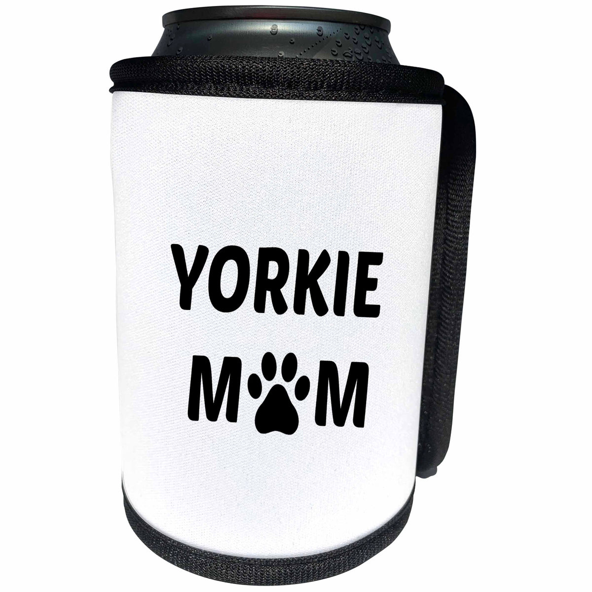 3dRose Xander animal quotes - Yorkie mom, picture of a dog paw on a white background - Can Cooler Bottle Wrap (cc_256548)