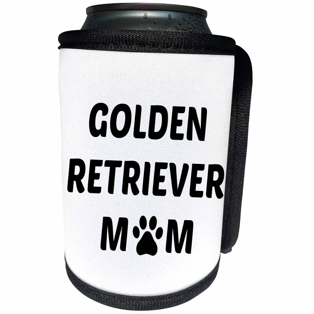 3dRose Xander animal quotes - Golden Retriever mom, picture of a dog paw on a white background - Can Cooler Bottle Wrap (cc_256553)