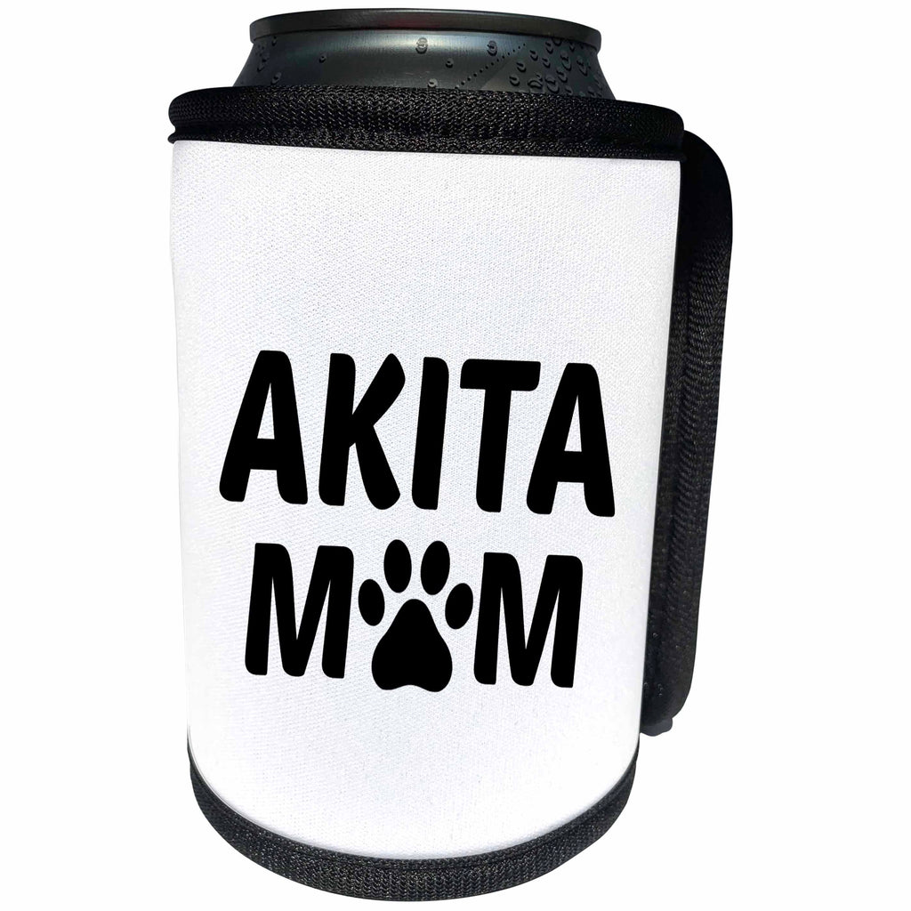 3dRose Xander animal quotes - Akita mom, picture of a dog paw on a white background - Can Cooler Bottle Wrap (cc_256558)