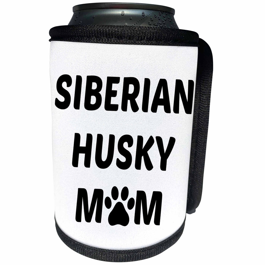 3dRose Xander animal quotes - Siberian Husky mom, picture of a dog paw on a white background - Can Cooler Bottle Wrap (cc_256560)