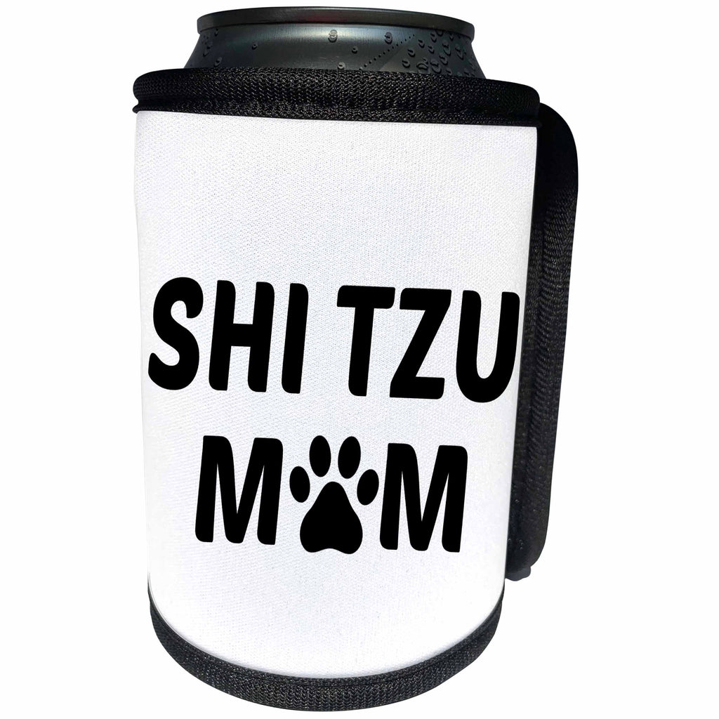 3dRose Xander animal quotes - Shi Tzu mom, picture of a dog paw on a white background - Can Cooler Bottle Wrap (cc_256561)