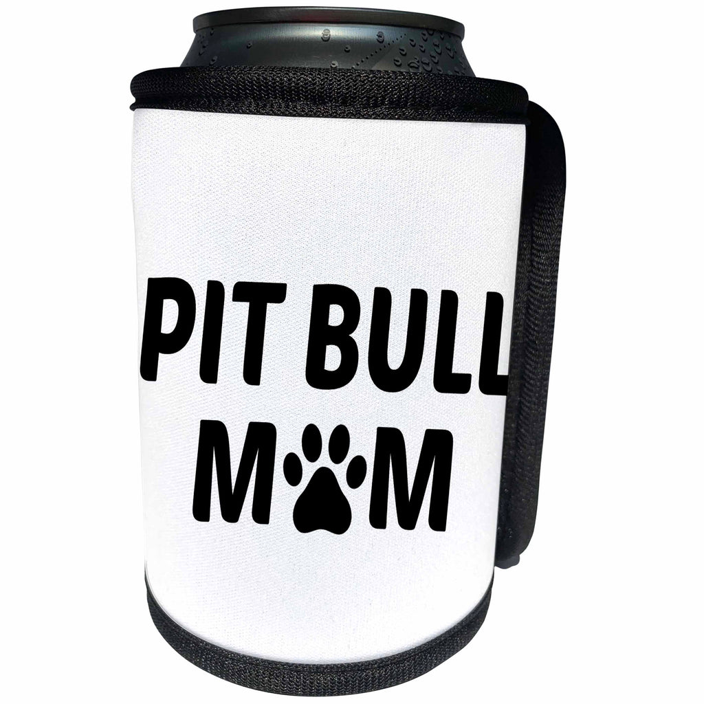 3dRose Xander animal quotes - Pit Bull mom, picture of a dog paw on a white background - Can Cooler Bottle Wrap (cc_256562)