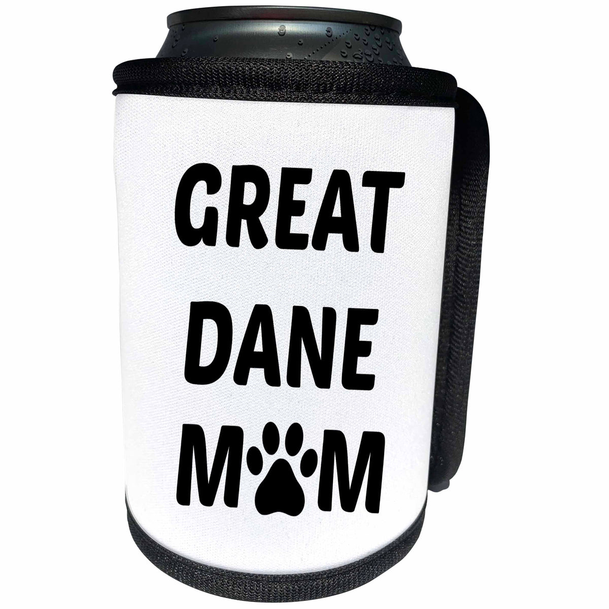 3dRose Xander animal quotes - Great Dane mom, picture of a dog paw on a white background - Can Cooler Bottle Wrap (cc_256566)