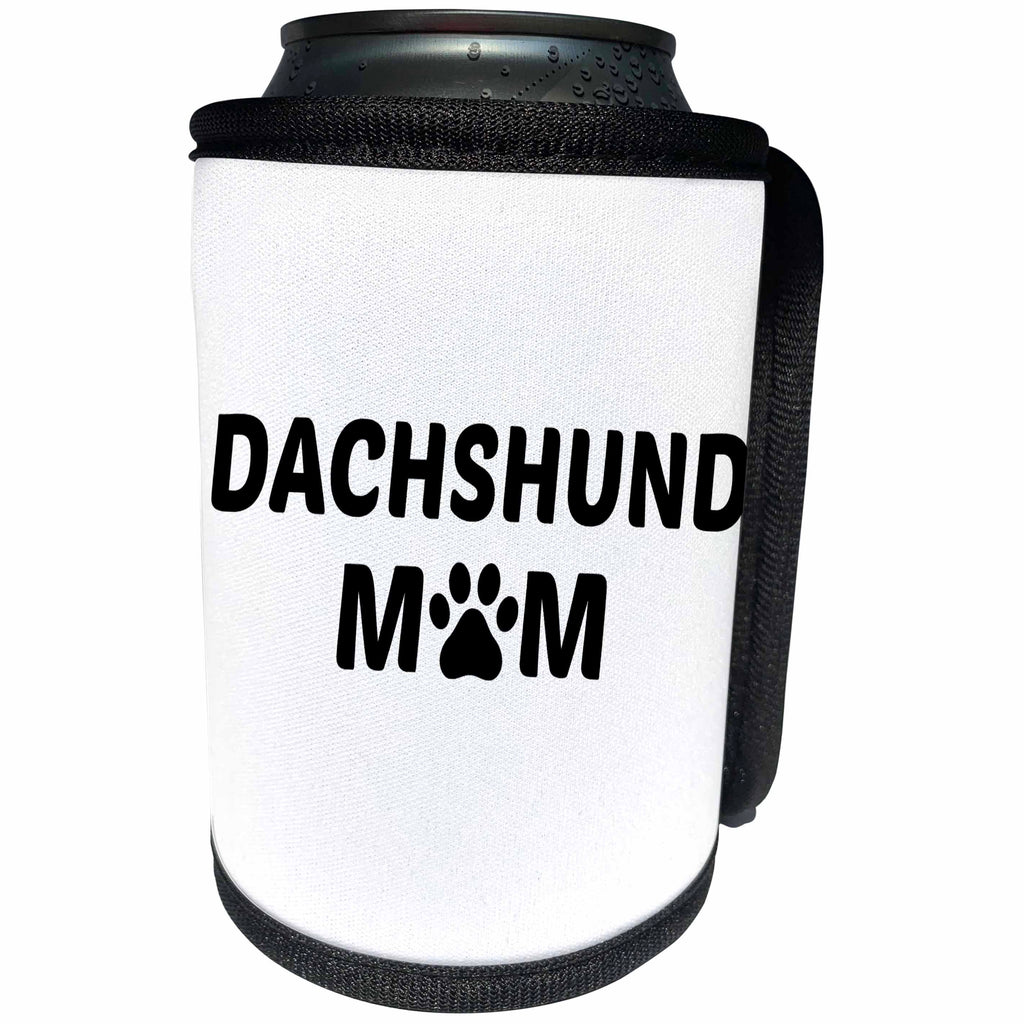 3dRose Xander animal quotes - Dachshund mom, picture of a dog paw on a white background - Can Cooler Bottle Wrap (cc_256567)