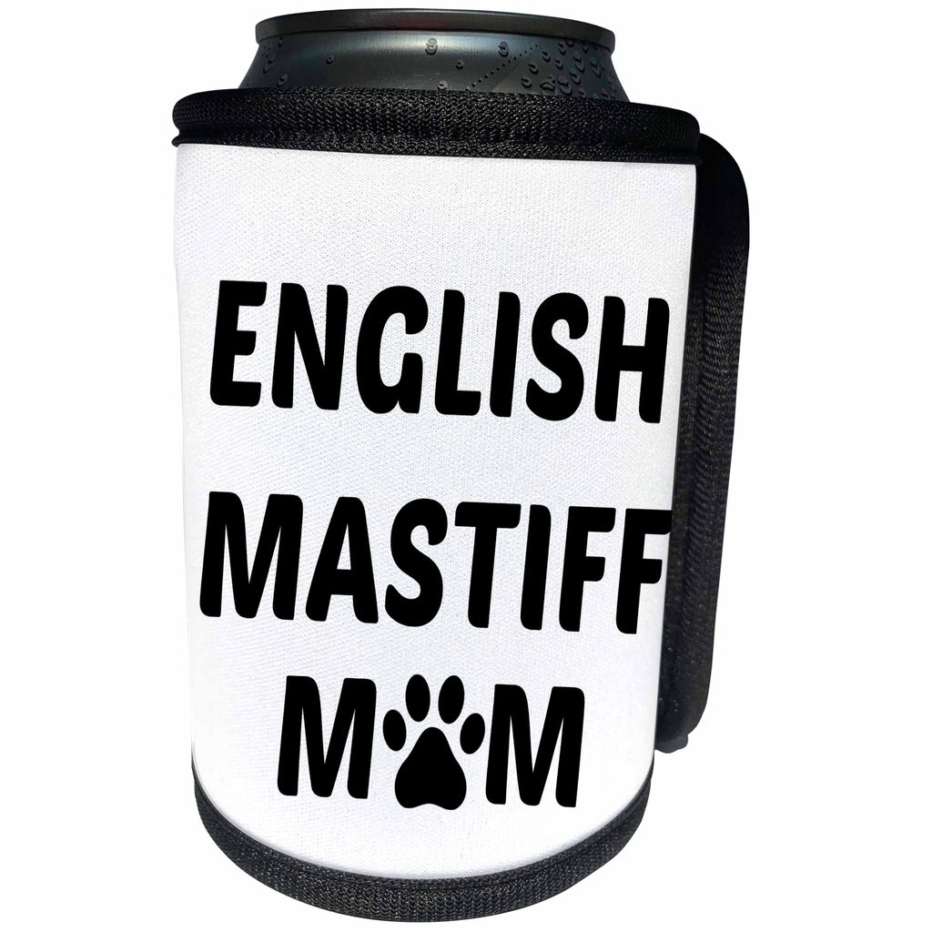 3dRose Xander animal quotes - English Mastiff mom, picture of a dog paw on a white background - Can Cooler Bottle Wrap (cc_256572)