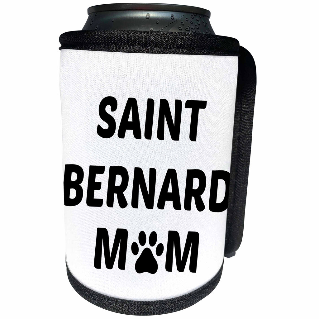 3dRose Xander animal quotes - Saint Bernard mom, picture of a dog paw on a white background - Can Cooler Bottle Wrap (cc_256573)