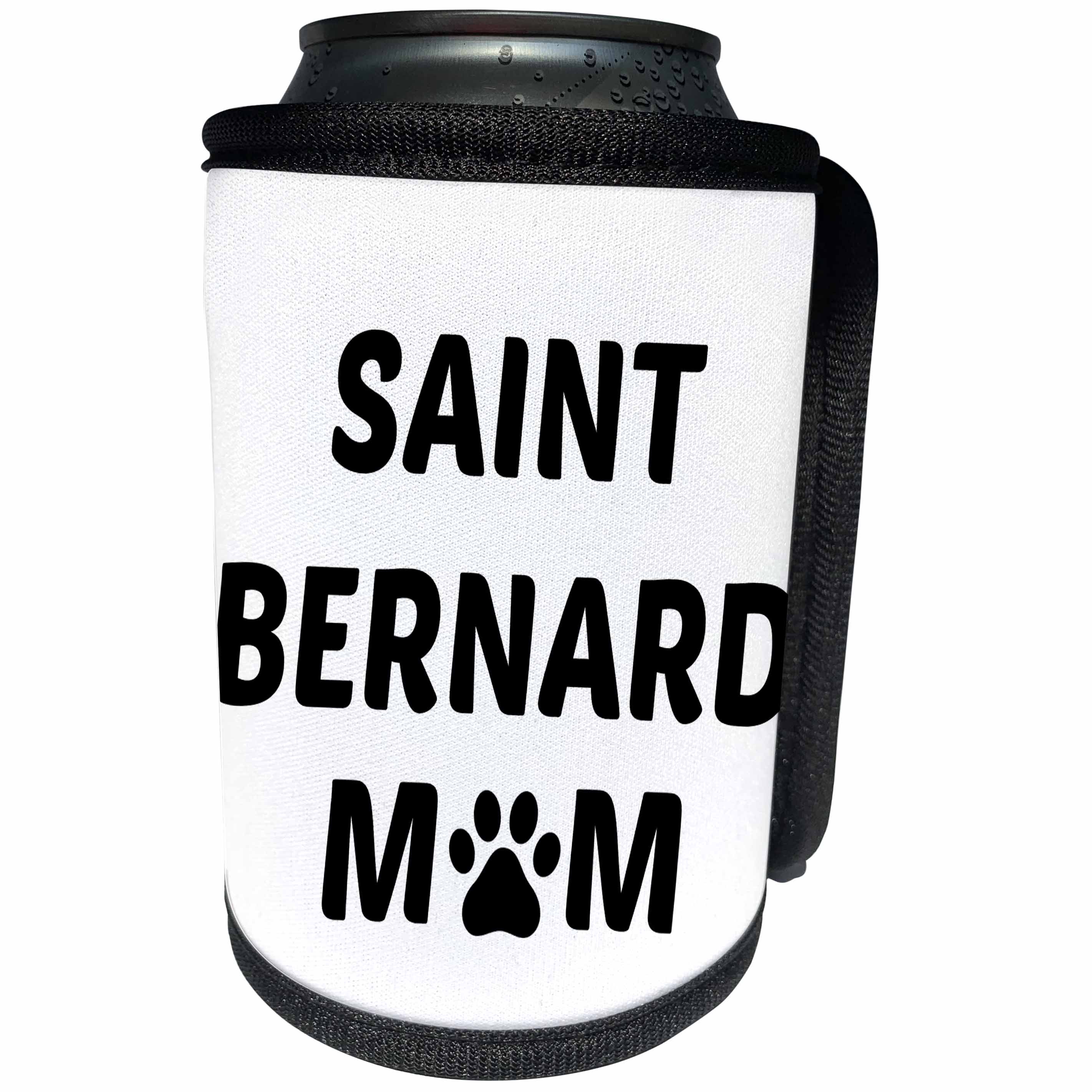 3dRose Xander animal quotes - Saint Bernard mom, picture of a dog paw on a white background - Can Cooler Bottle Wrap (cc_256573)