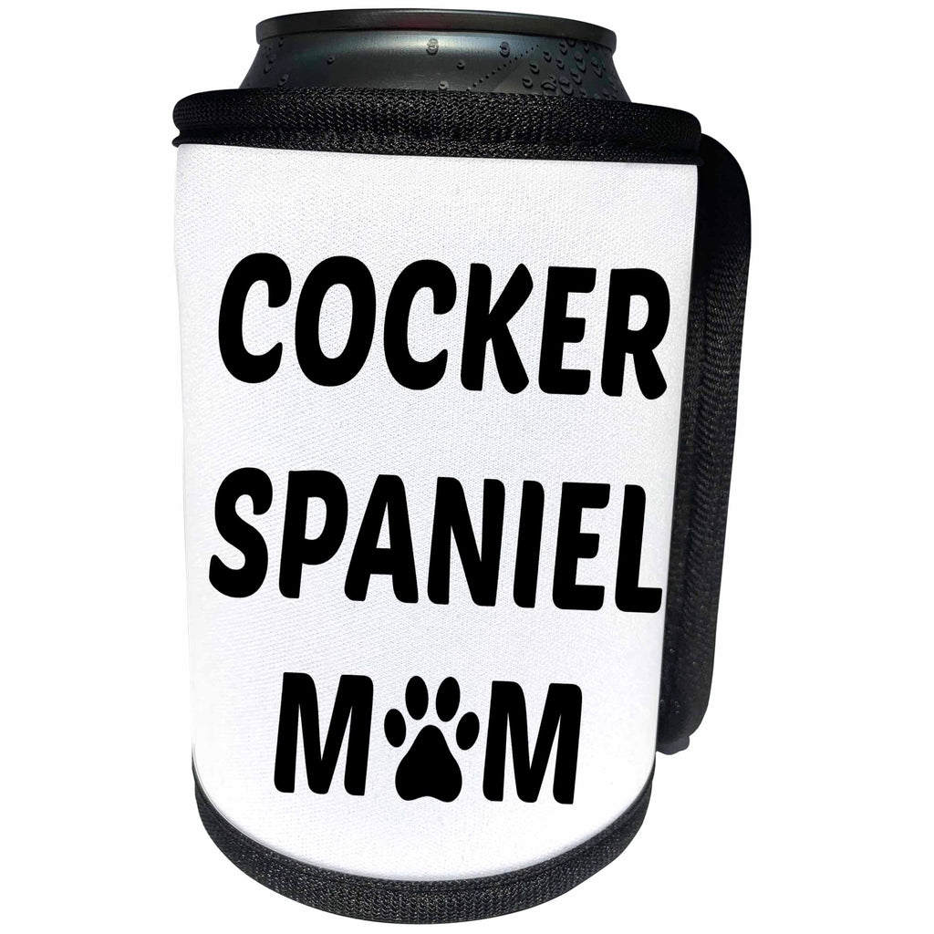 3dRose Xander animal quotes - Cocker Spaniel mom, picture of a dog paw on a white background - Can Cooler Bottle Wrap (cc_256574)