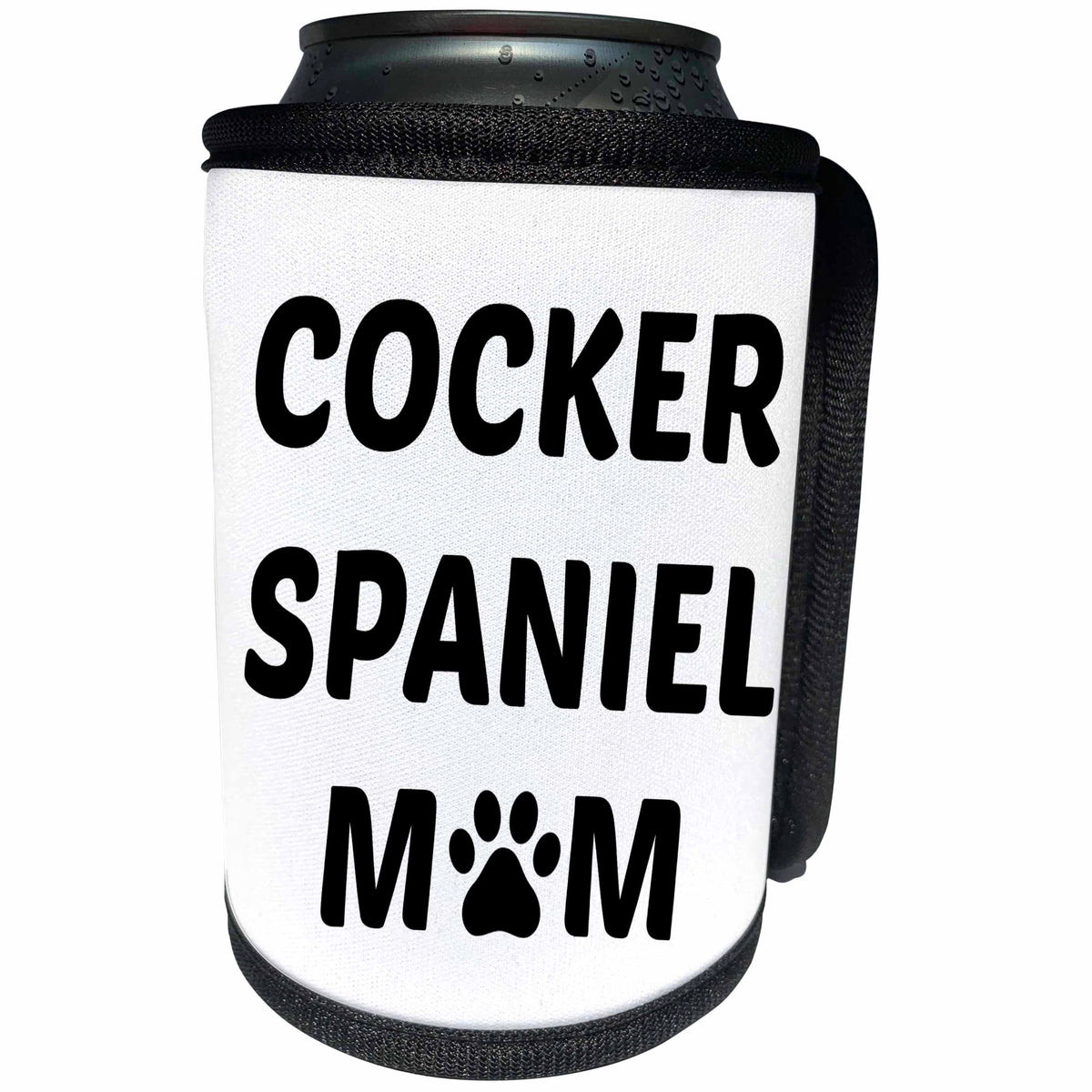 3dRose Xander animal quotes - Cocker Spaniel mom, picture of a dog paw on a white background - Can Cooler Bottle Wrap (cc_256574)