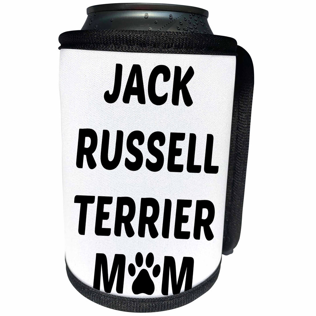 3dRose Xander animal quotes - Jack Russell Terrier mom, picture of a dog paw on a white background - Can Cooler Bottle Wrap (cc_256575)
