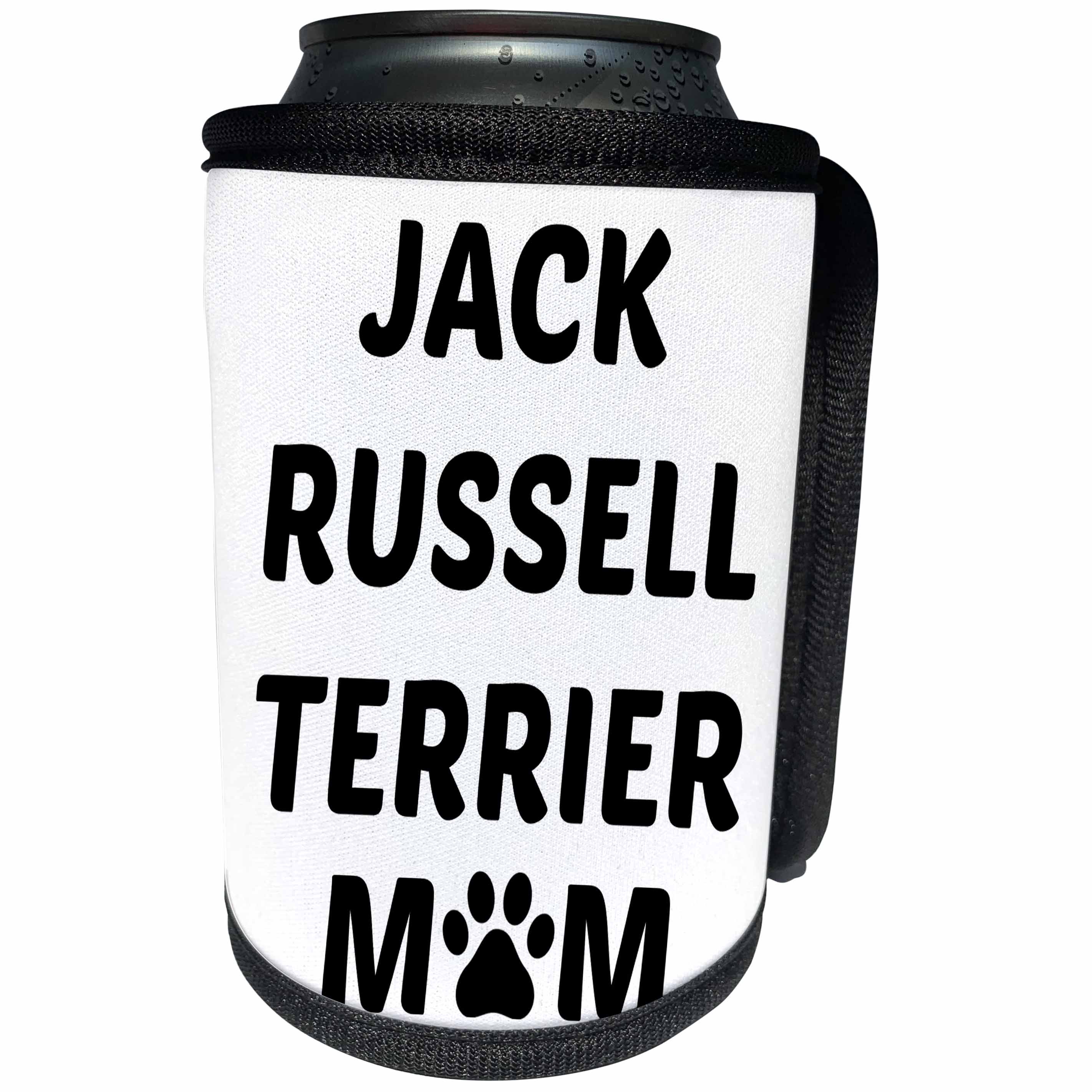 3dRose Xander animal quotes - Jack Russell Terrier mom, picture of a dog paw on a white background - Can Cooler Bottle Wrap (cc_256575)