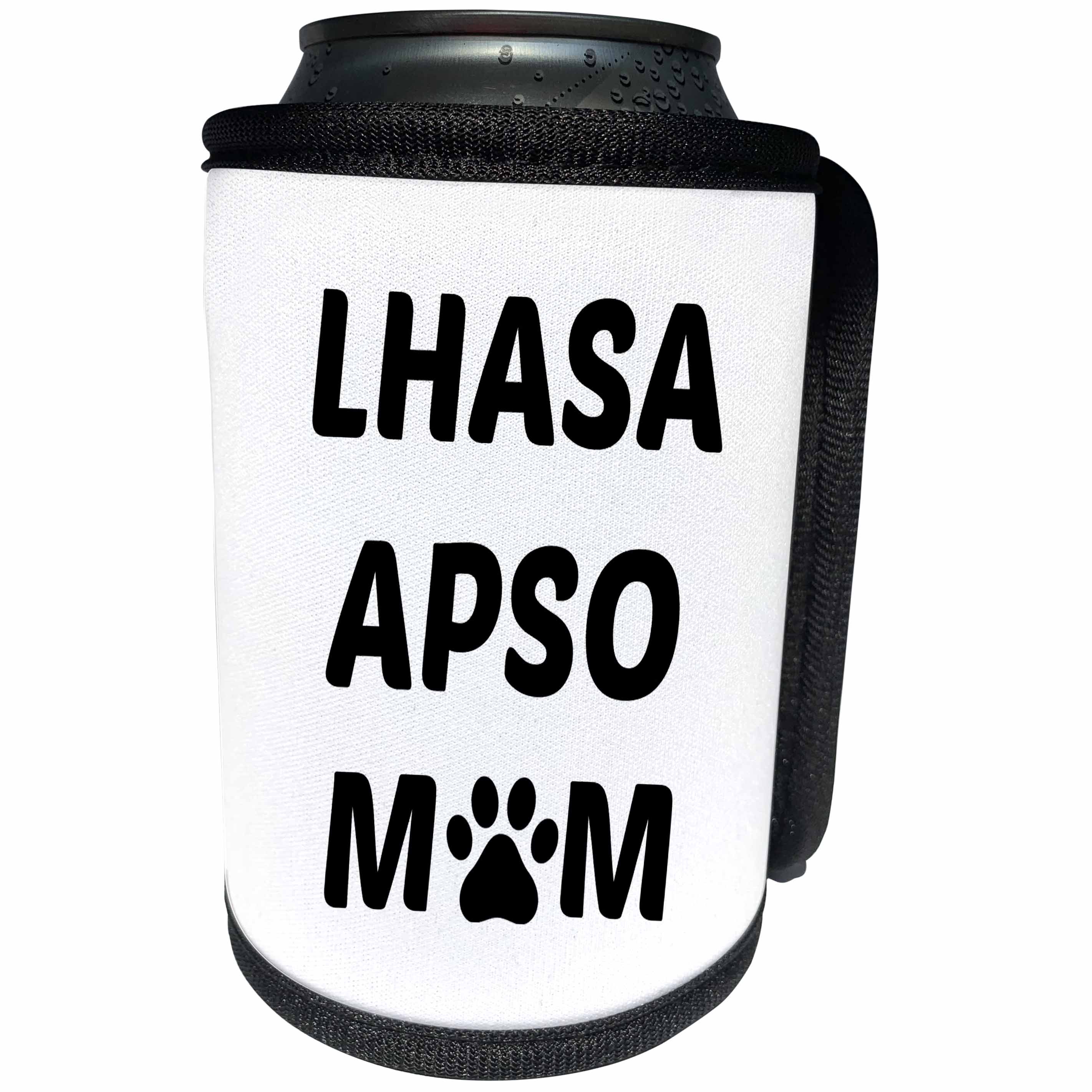3dRose Xander animal quotes - Lhasa Apso mom, picture of a paw on a white background - Can Cooler Bottle Wrap (cc_256580)