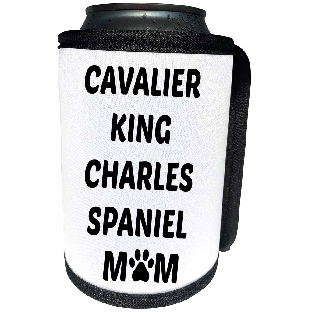 3dRose Xander animal quotes - Cavalier King Charles Spaniel mom, picture of paw on white background - Can Cooler Bottle Wrap (cc_256581)