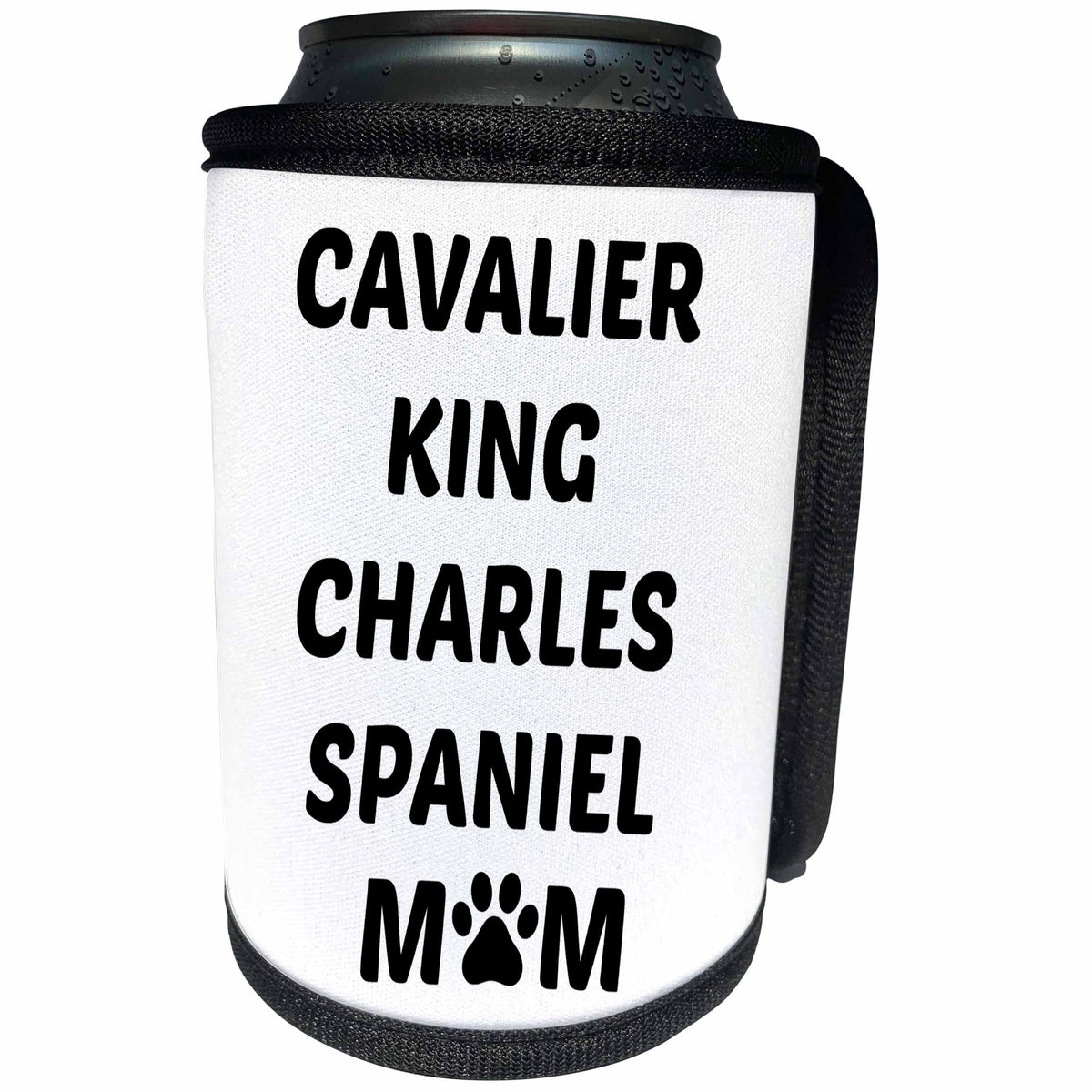 3dRose Xander animal quotes - Cavalier King Charles Spaniel mom, picture of paw on white background - Can Cooler Bottle Wrap (cc_256581)