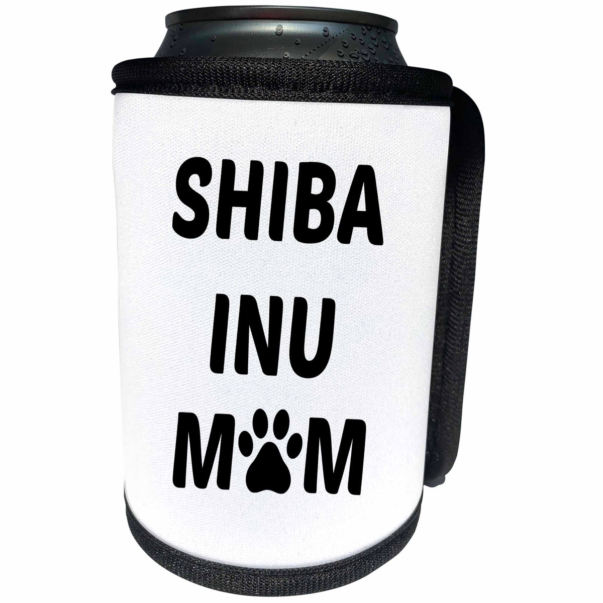3dRose Xander animal quotes - Shiba Inu mom, picture of a paw on a white background - Can Cooler Bottle Wrap (cc_256583)