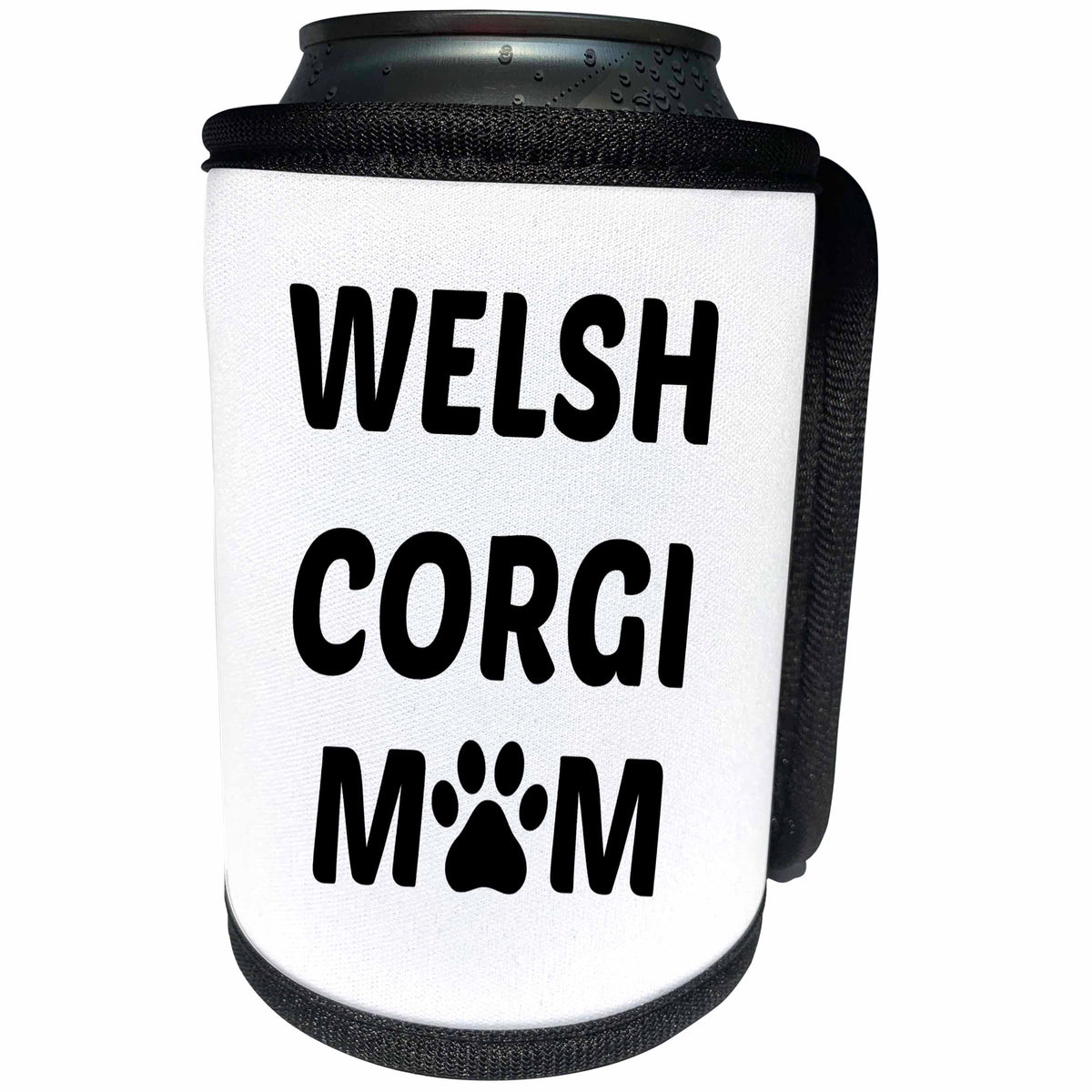 3dRose Xander animal quotes - Welsh Corgi mom, picture of a paw on a white background - Can Cooler Bottle Wrap (cc_256585)