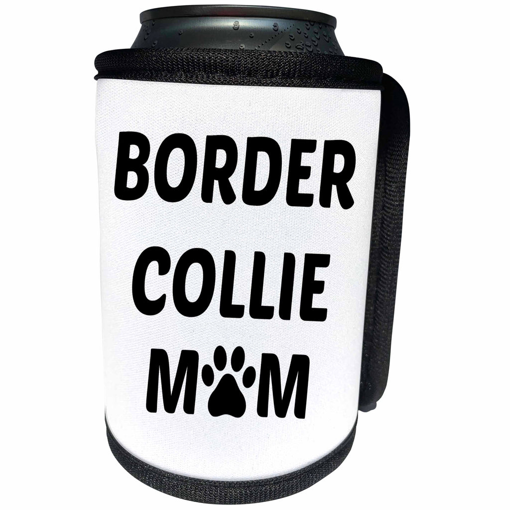 3dRose Xander animal quotes - Border Collie mom, picture of a paw on a white background - Can Cooler Bottle Wrap (cc_256586)