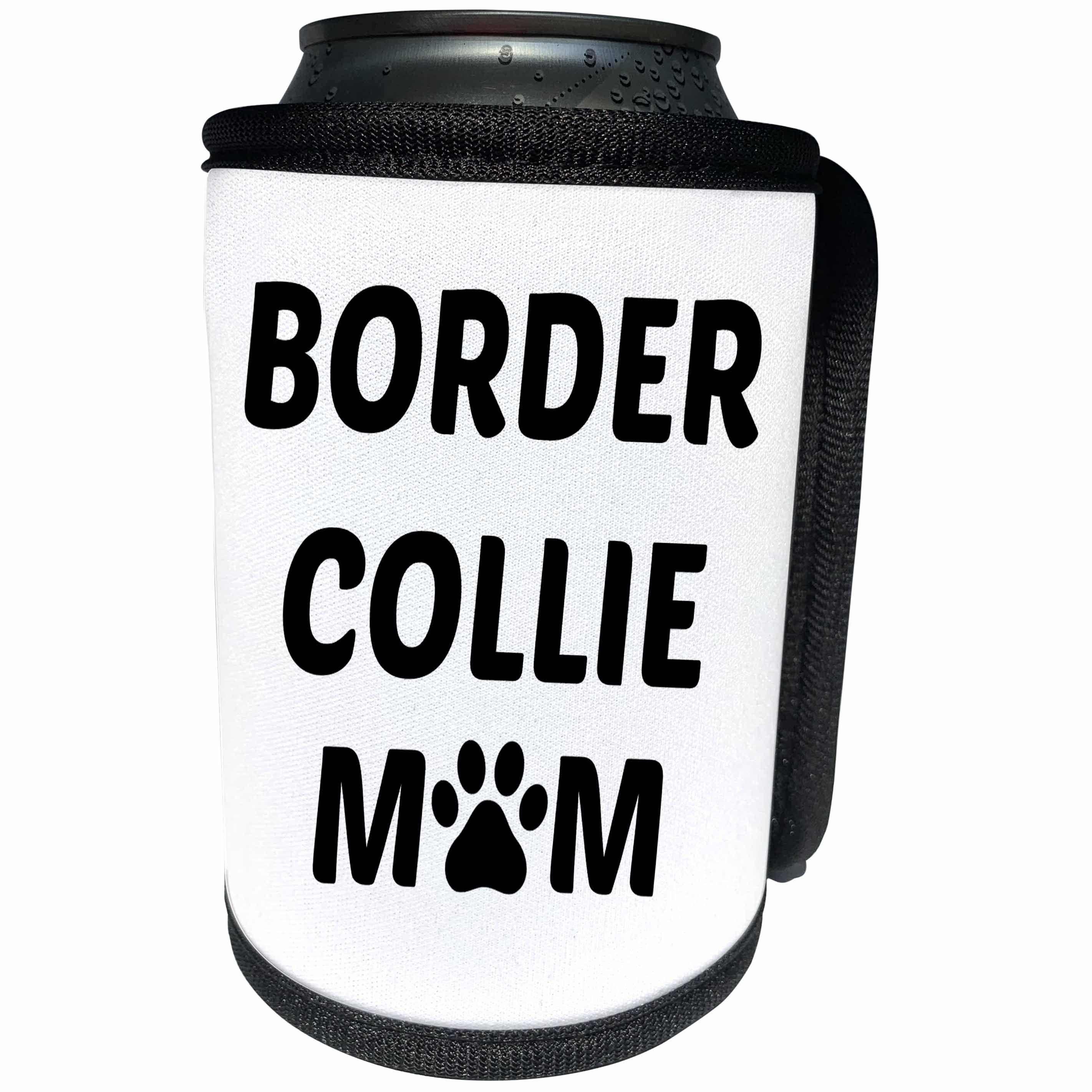 3dRose Xander animal quotes - Border Collie mom, picture of a paw on a white background - Can Cooler Bottle Wrap (cc_256586)