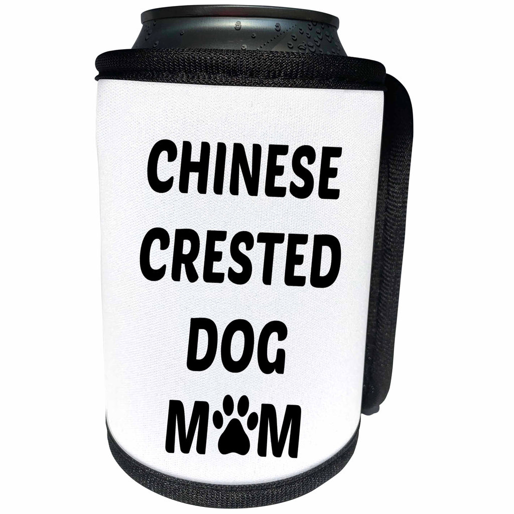 3dRose Xander animal quotes - Chinese Crested dog mom, picture of a paw on a white background - Can Cooler Bottle Wrap (cc_256590)