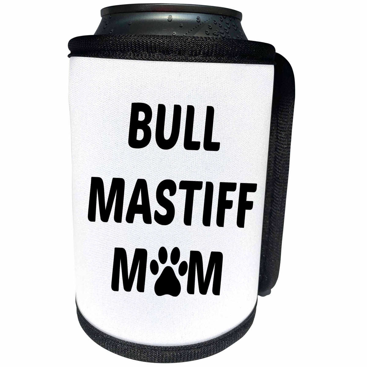 3dRose Xander animal quotes - Bull Mastiff mom, picture of a paw on a white background - Can Cooler Bottle Wrap (cc_256592)