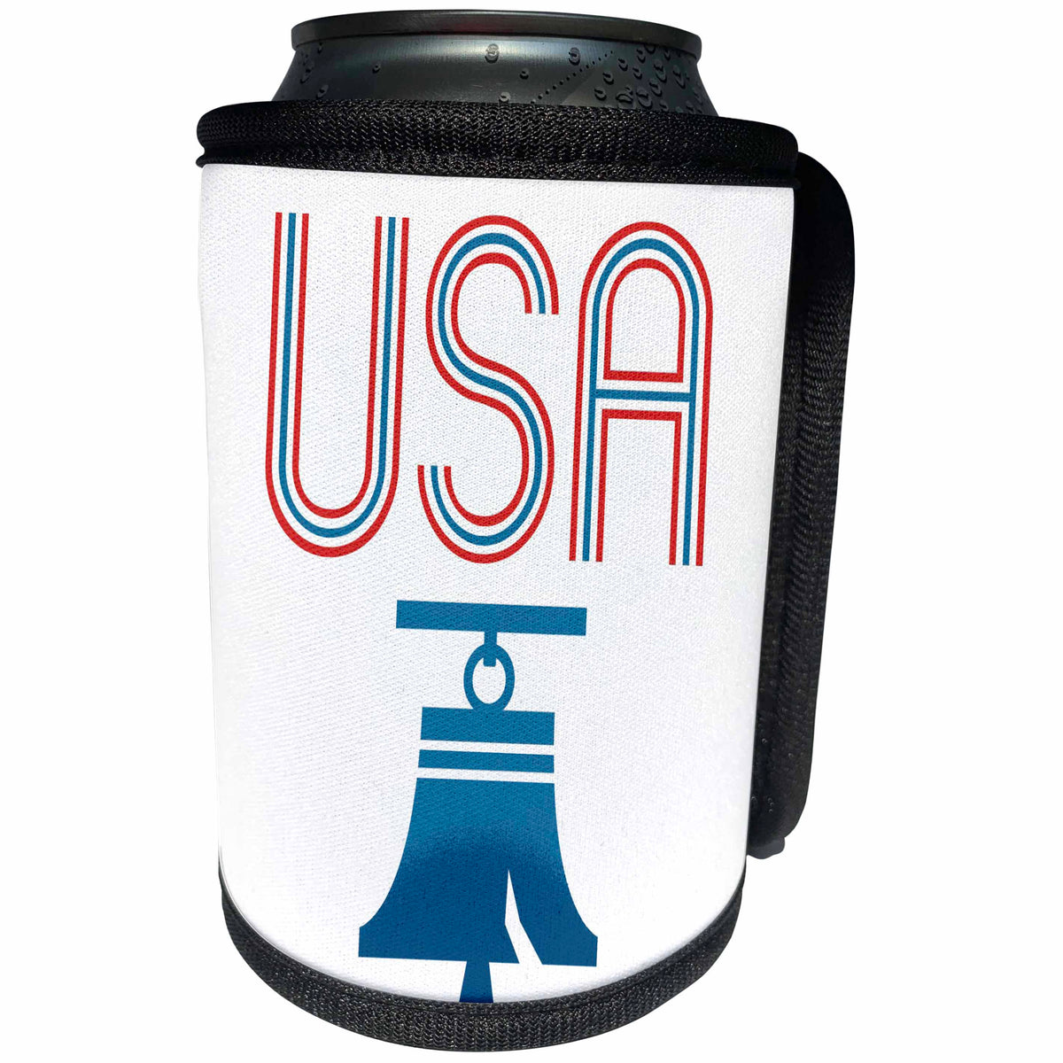 3dRose Xander inspirational quotes - USA, red white and blue with a picture of liberty bell - Can Cooler Bottle Wrap (cc_256597)