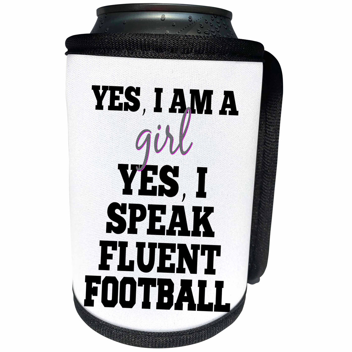 3dRose BrooklynMeme Sayings - Football girl - Can Cooler Bottle Wrap (cc_256609)