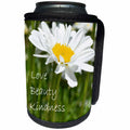 3dRose Patricia Sanders Flowers - Love Beauty Kindness - Can Cooler Bottle Wrap (cc_25662)
