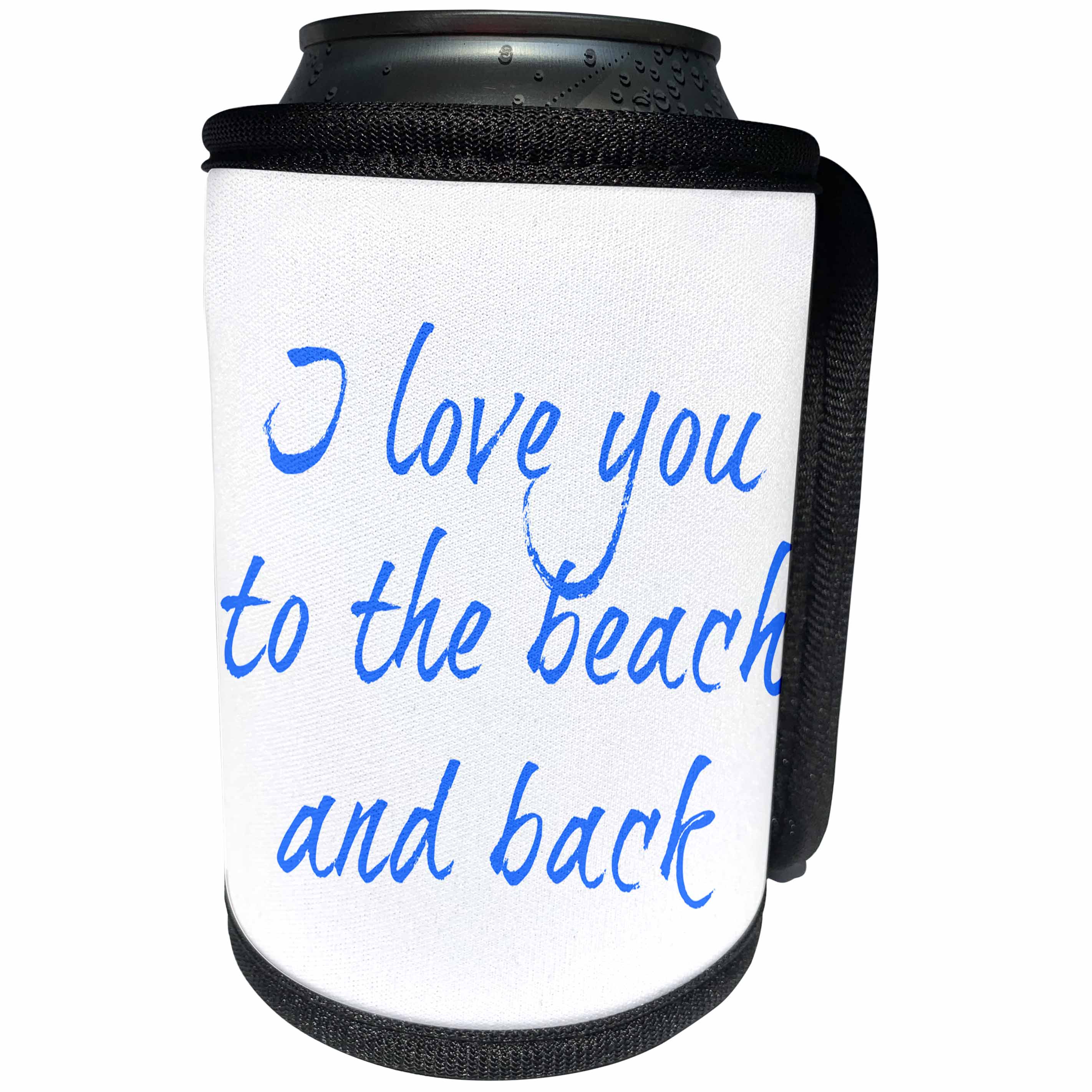 3dRose BrooklynMeme Sayings - I love you to the beach and back in blue - Can Cooler Bottle Wrap (cc_256621)