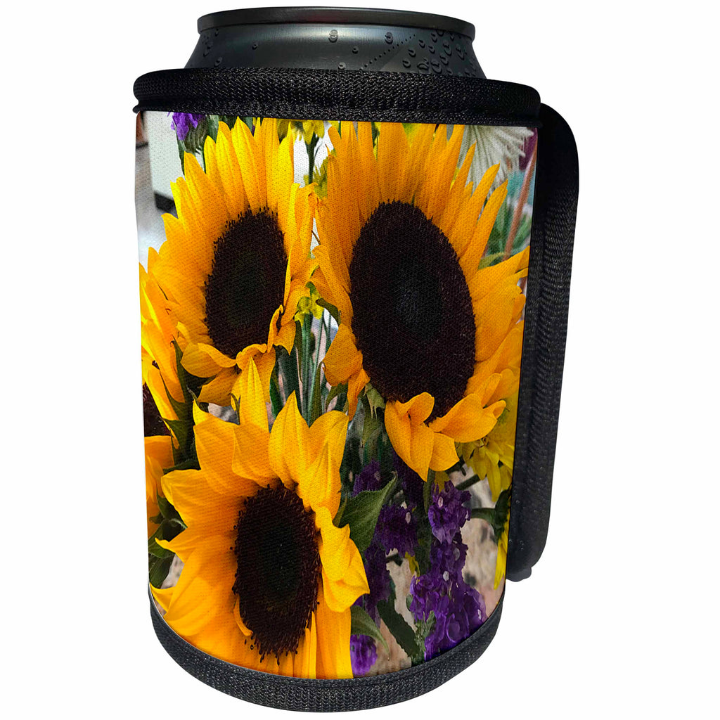 3dRose BrooklynMeme Nature - Sunflowers - Can Cooler Bottle Wrap (cc_256639)