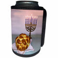 3dRose BrooklynMeme Hanukkah - Hallah and Menorah - Can Cooler Bottle Wrap (cc_256643)