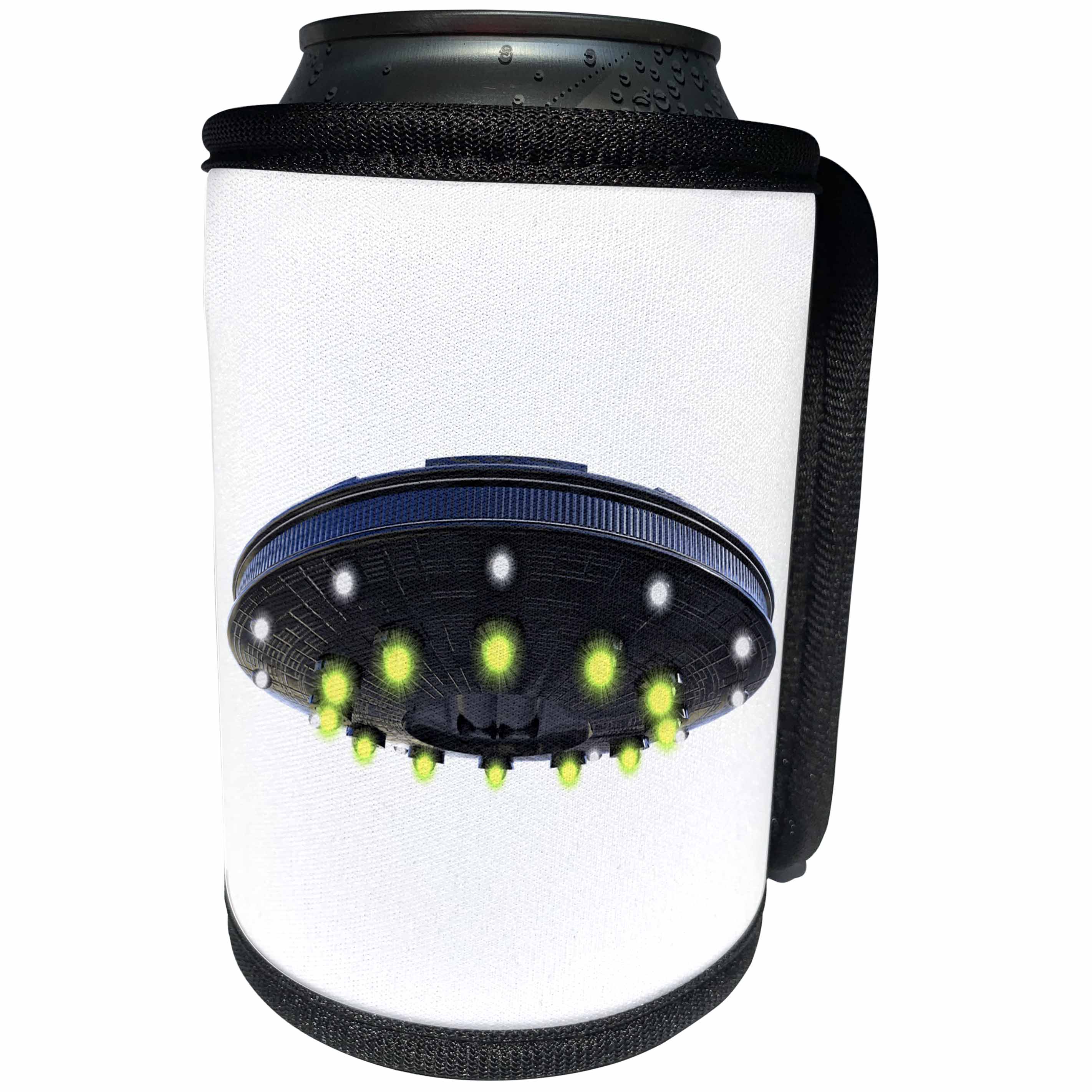 3dRose Boehm Graphics Cartoon - Cartoon Flying Saucer - Can Cooler Bottle Wrap (cc_256680)