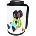 3dRose Boehm Graphics Cartoon - African American Cartoon Couple Sitting and In Love - Can Cooler Bottle Wrap (cc_256688)