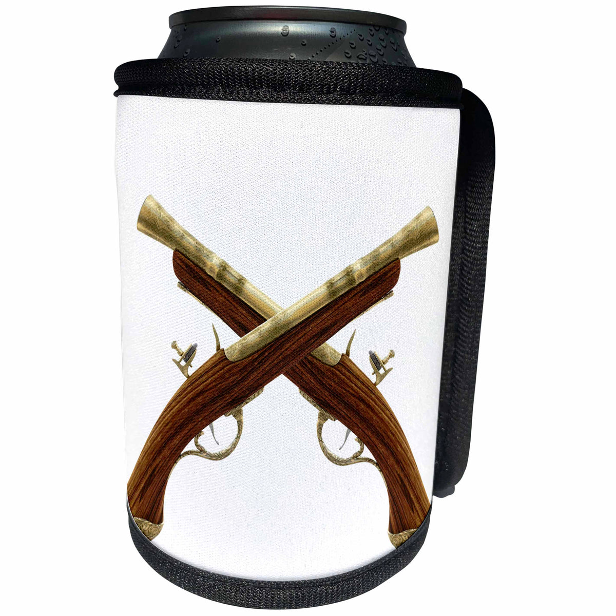 3dRose Boehm Graphics Historic - Crossed Flintlock Pistols - Can Cooler Bottle Wrap (cc_256701)