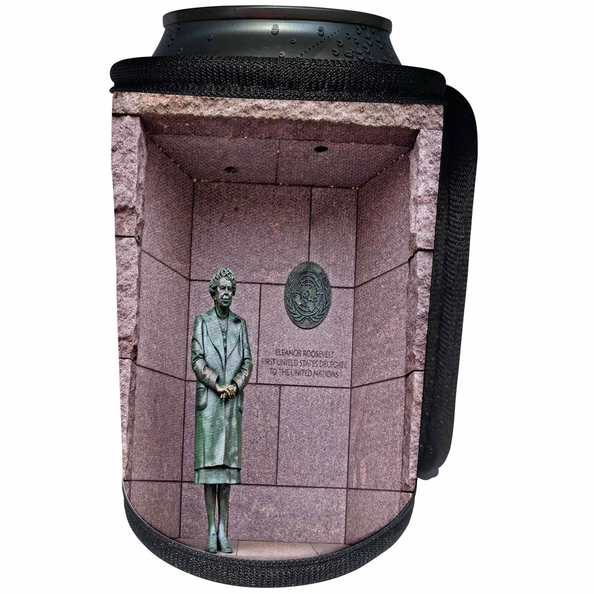 3dRose Boehm Graphics Travel - Eleanor Roosevelt Statue in Washington DC - Can Cooler Bottle Wrap (cc_256702)