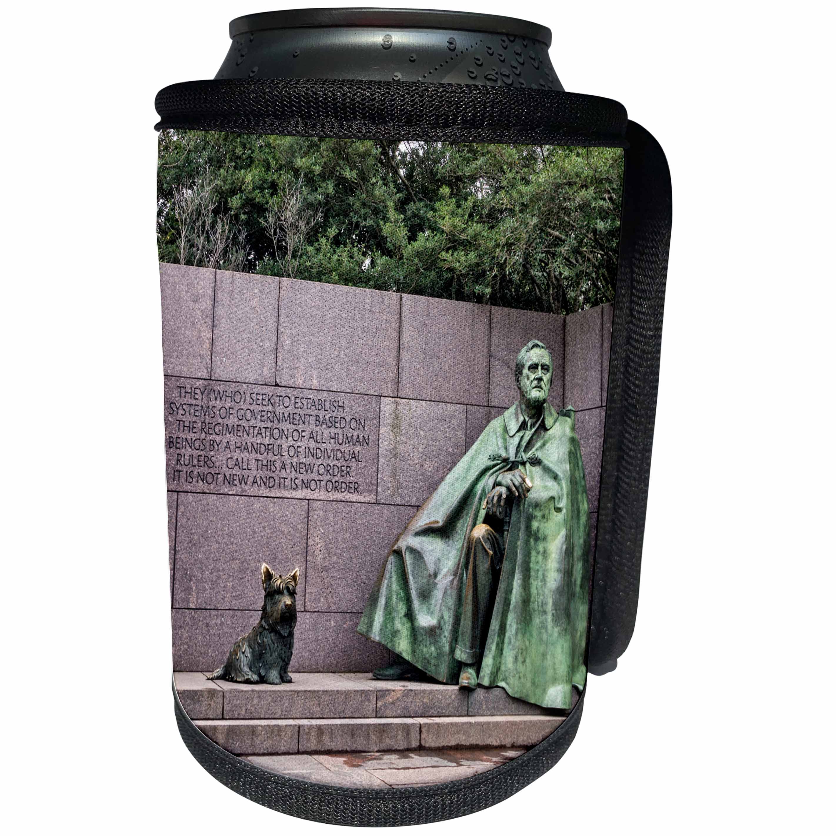 3dRose Boehm Graphics Travel - President Franklin Roosevelt Statue in Washington DC - Can Cooler Bottle Wrap (cc_256703)