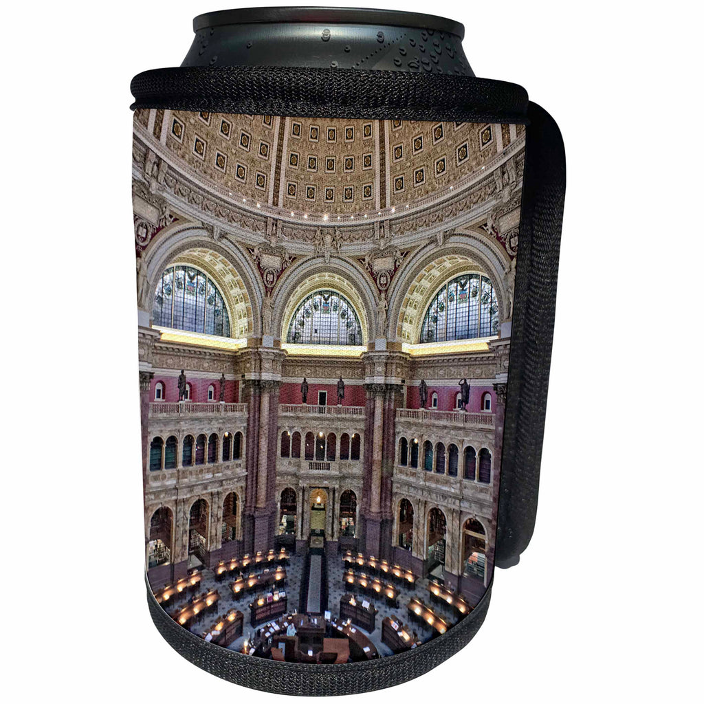 3dRose Boehm Graphics Travel - Library of Congress in Washington DC - Can Cooler Bottle Wrap (cc_256707)