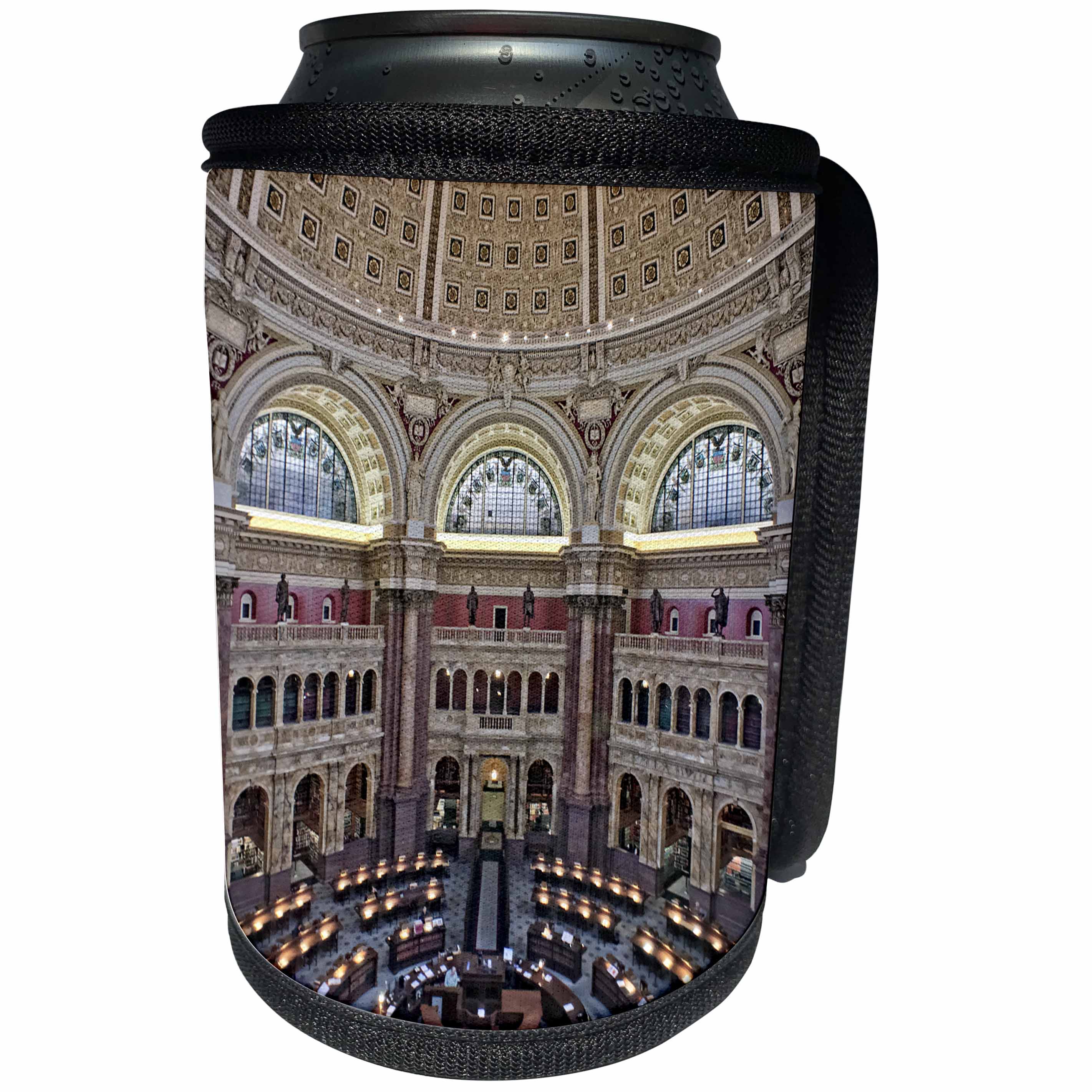 3dRose Boehm Graphics Travel - Library of Congress in Washington DC - Can Cooler Bottle Wrap (cc_256707)