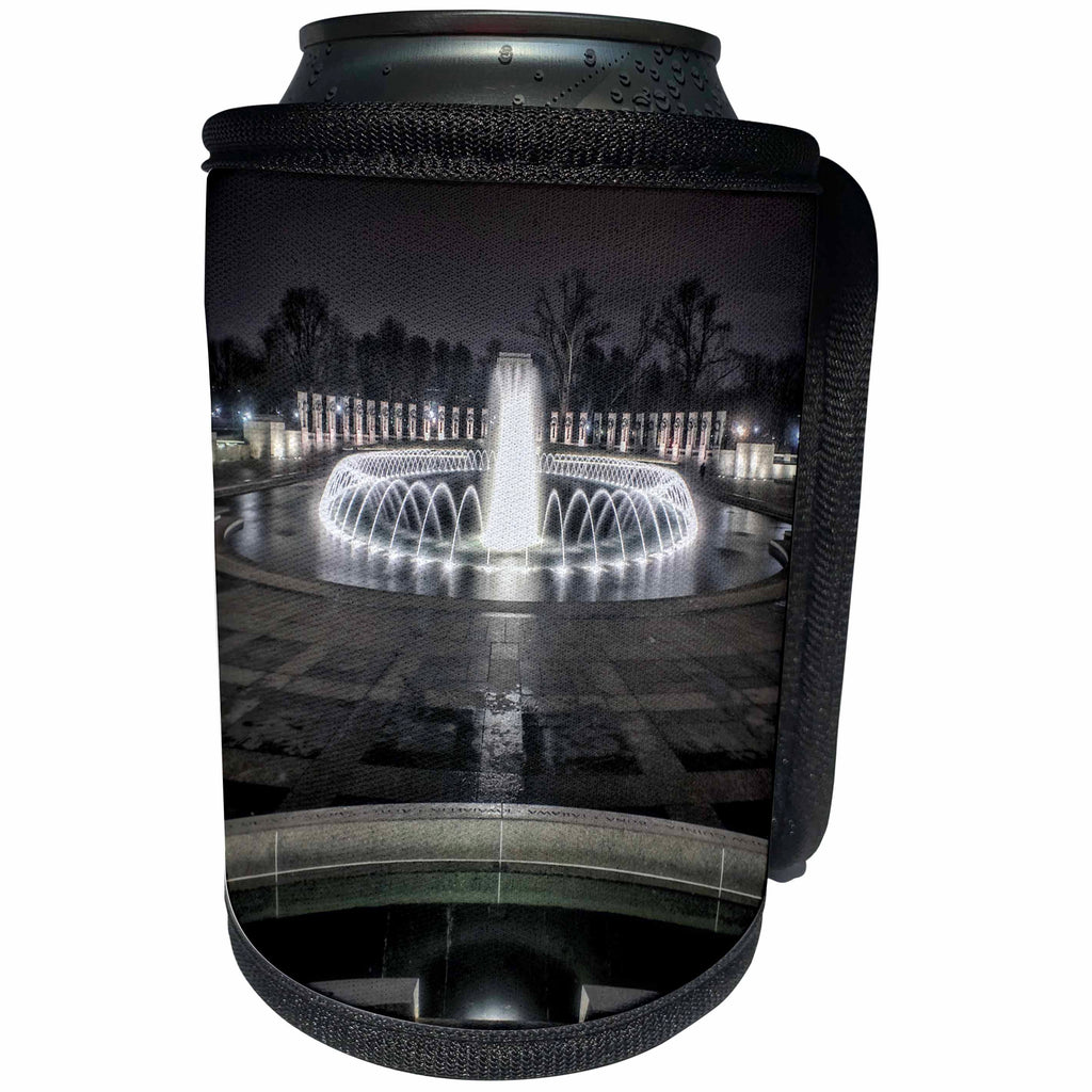 3dRose Boehm Graphics Travel - World War 2 Memorial at Night in Washington DC - Can Cooler Bottle Wrap (cc_256710)