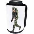 3dRose Boehm Graphics Military - Military Soldier Running to the Right With Gun - Can Cooler Bottle Wrap (cc_256711)
