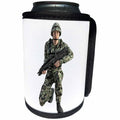 3dRose Boehm Graphics Military - Military Soldier Looking to the Front While Kneeling with Gun - Can Cooler Bottle Wrap (cc_256712)
