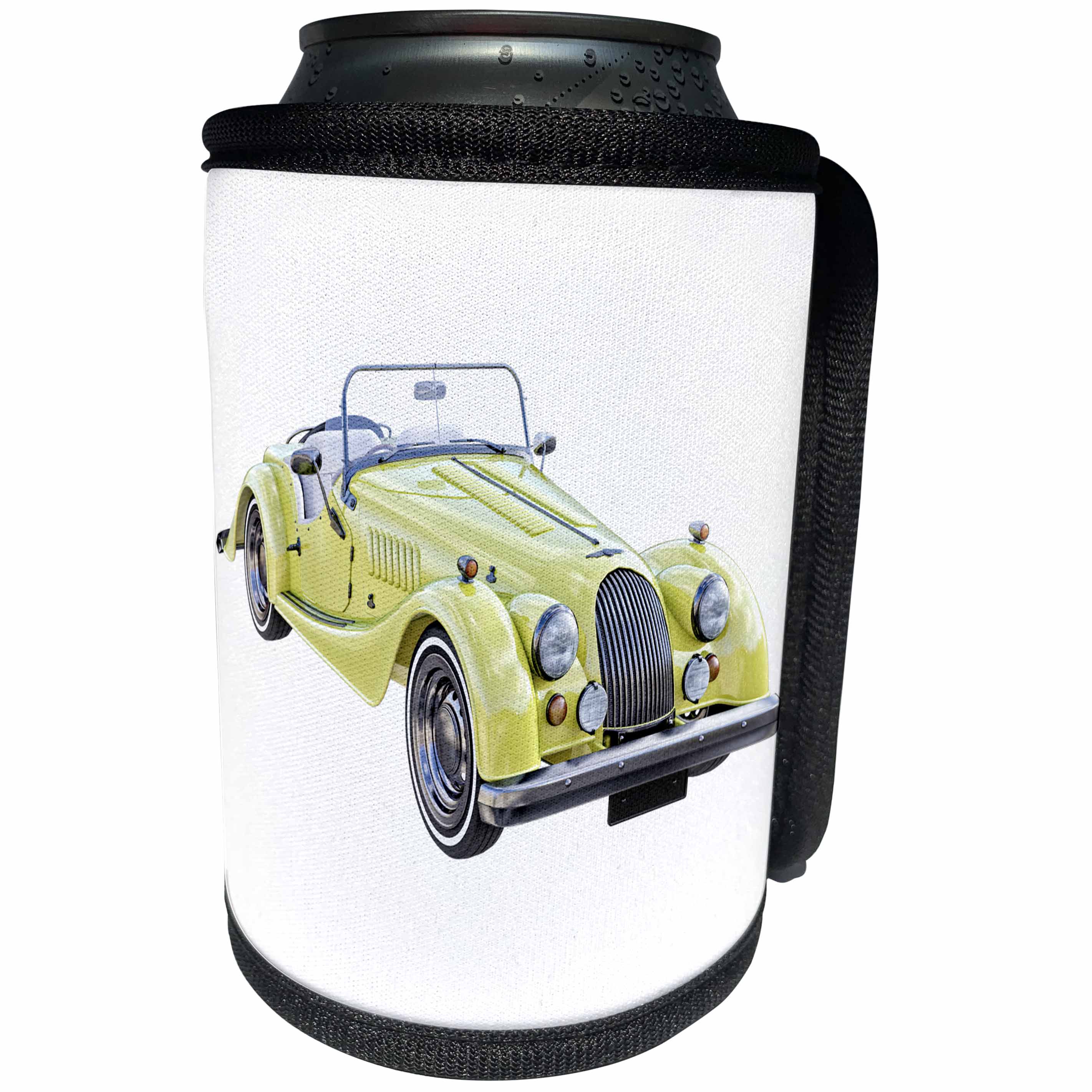 3dRose Boehm Graphics Car - A Yellow Classic Sports Car - Can Cooler Bottle Wrap (cc_256733)