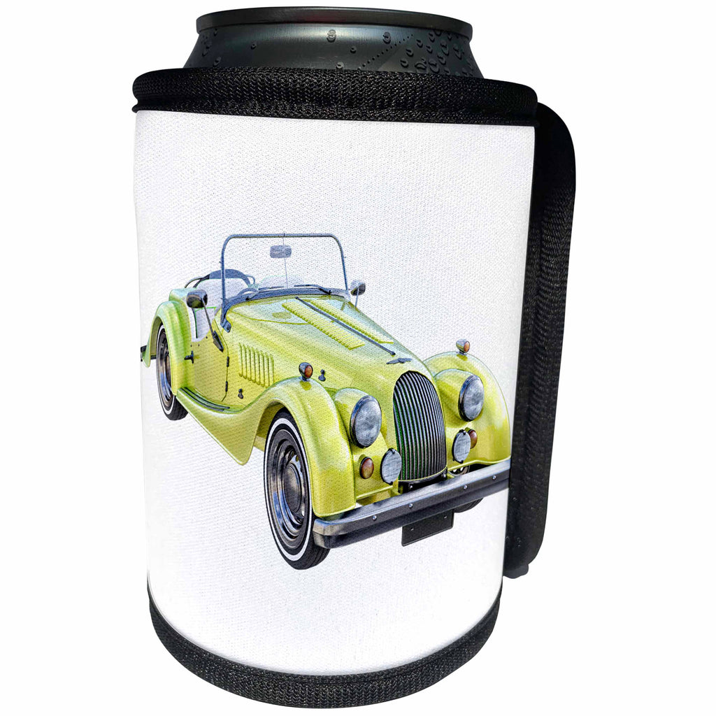 3dRose Boehm Graphics Car - A Yellow and Green Classic Sports Car - Can Cooler Bottle Wrap (cc_256734)