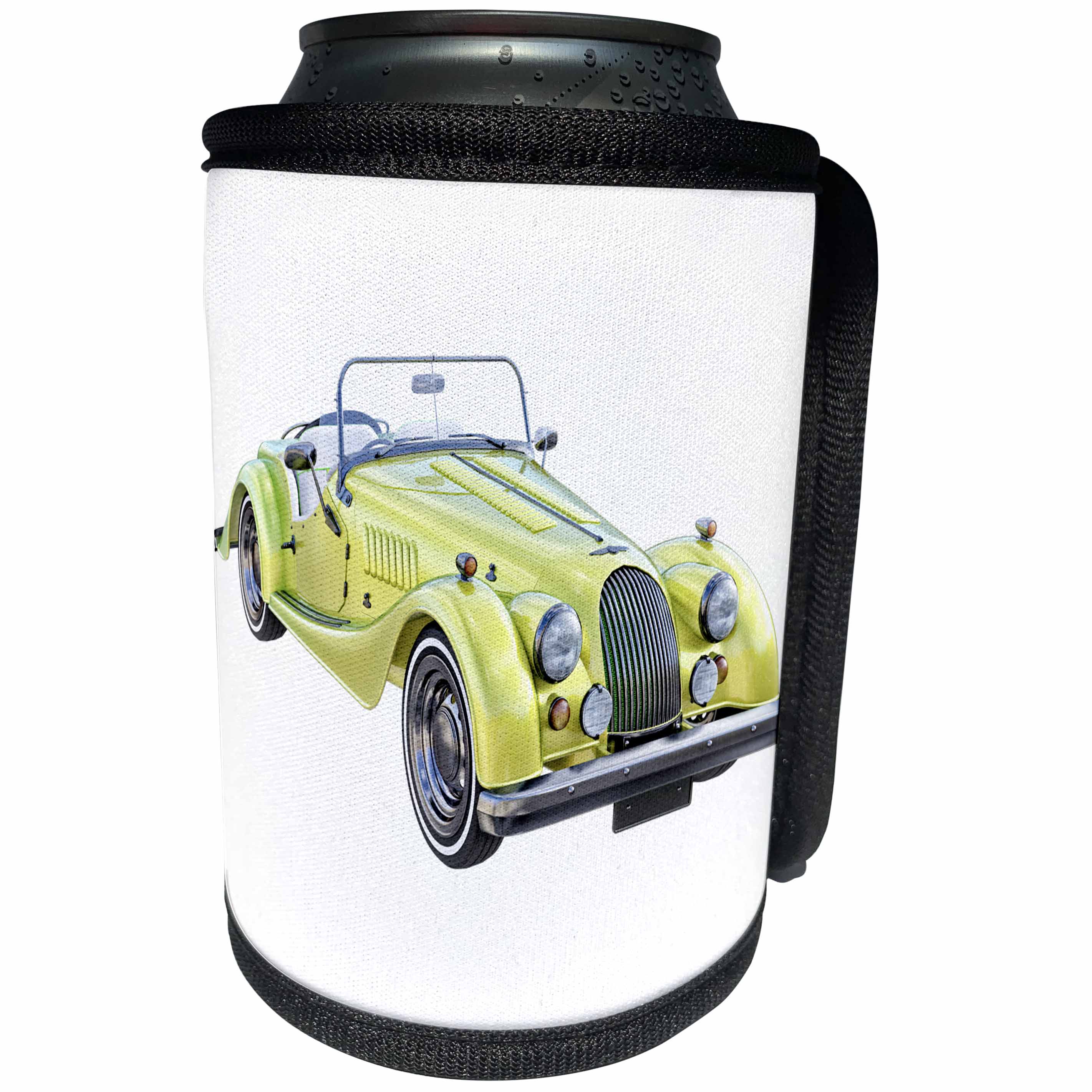 3dRose Boehm Graphics Car - A Yellow and Green Classic Sports Car - Can Cooler Bottle Wrap (cc_256734)