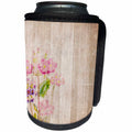 3dRose Sven Herkenrath Flower - Washed out Pink and Purple Flowers on Wood Background - Can Cooler Bottle Wrap (cc_256739)
