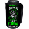 3dRose Sven Herkenrath Sport - Fishing All Day Every Day Quote Fish on Green and Black Background - Can Cooler Bottle Wrap (cc_256741)
