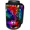 3dRose Sven Herkenrath Animal - Rainbow Colored Tiger Head - Can Cooler Bottle Wrap (cc_256759)